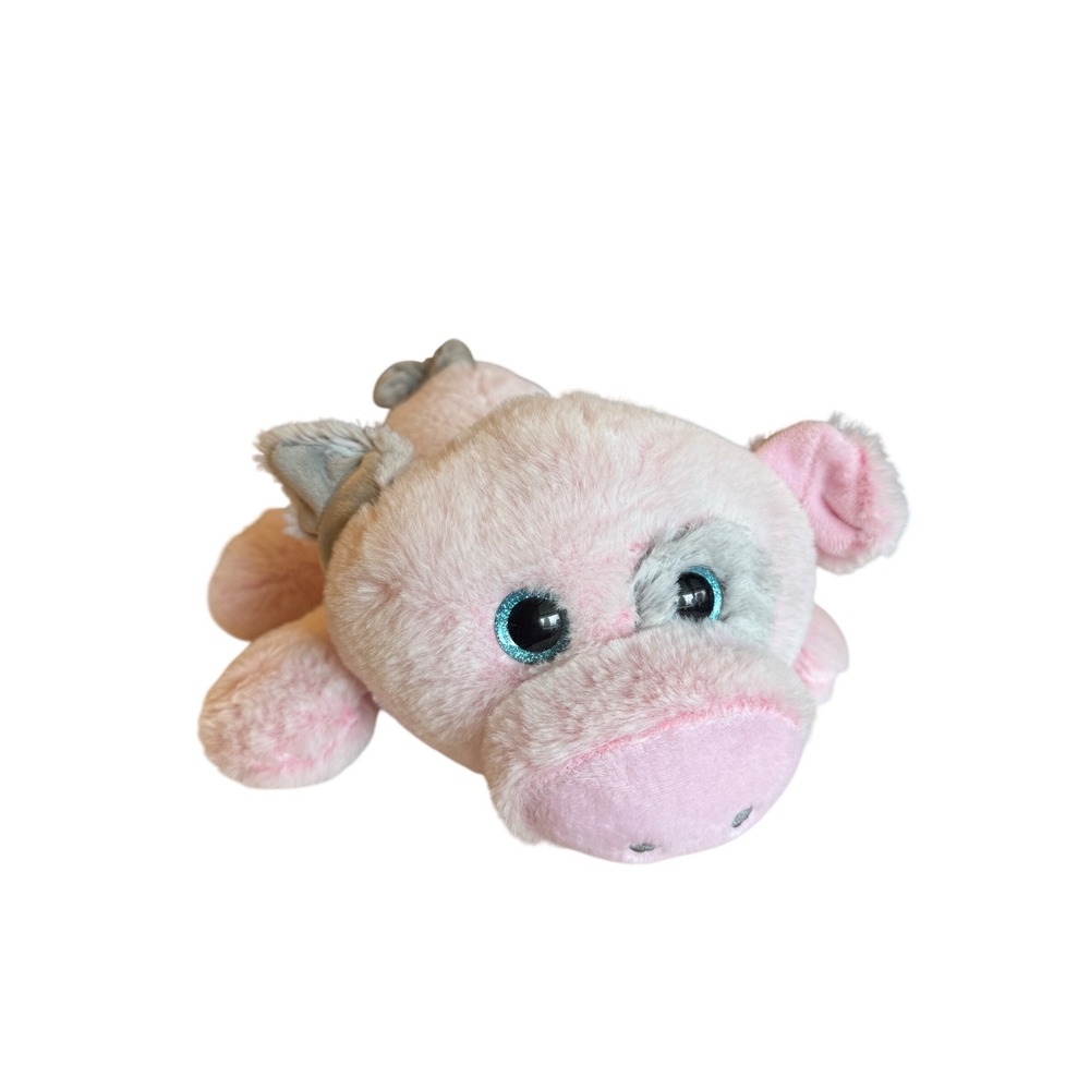Walmart Pig Plush 12" Pink Grey Glitter Eyes Soft Stuffed Animal P308932-1021